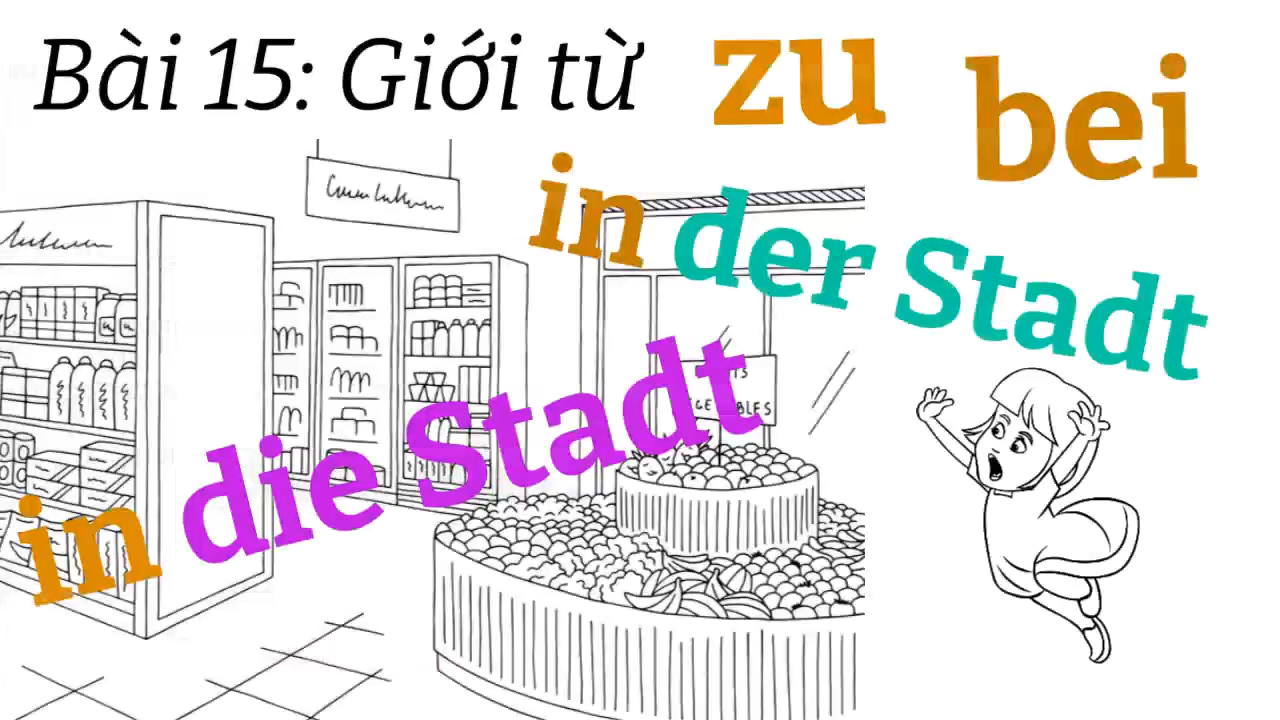 Ngữ pháp tiếng đức A1.1| Bài 15| Giới từ vị trí phần 2 | Địa điểm trong thành phố | Mít học tiếng đức