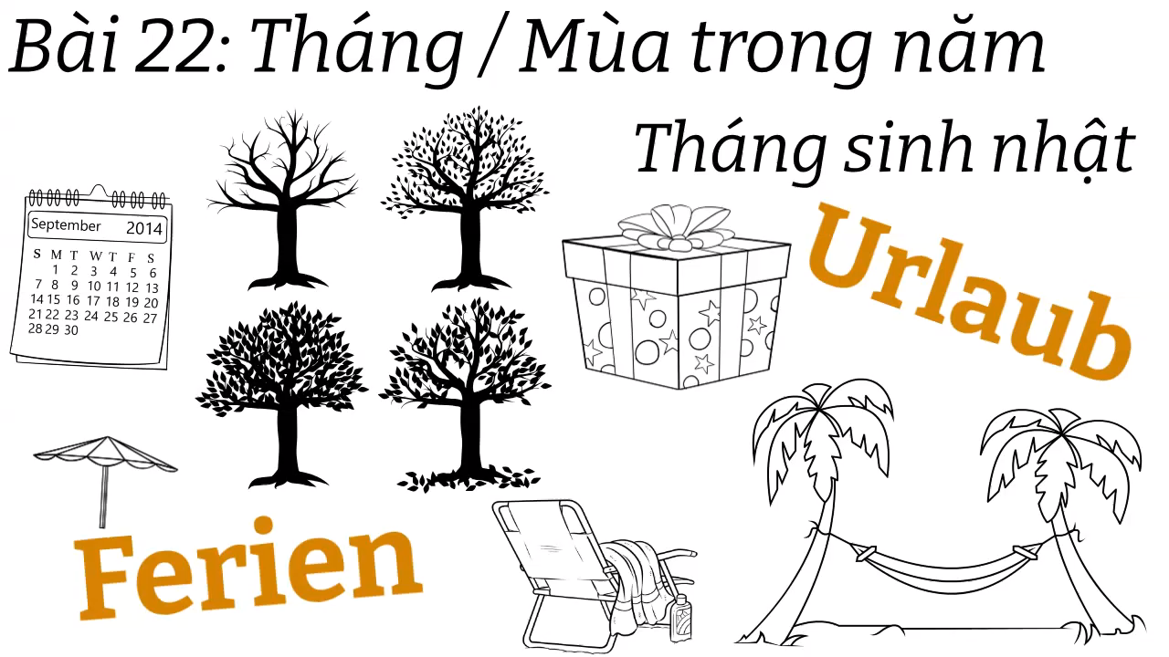 Ngữ pháp tiếng đức A1.1 | Bài 22 | Các tháng và mùa trong năm | Kỳ nghỉ | Mít học tiếng đức