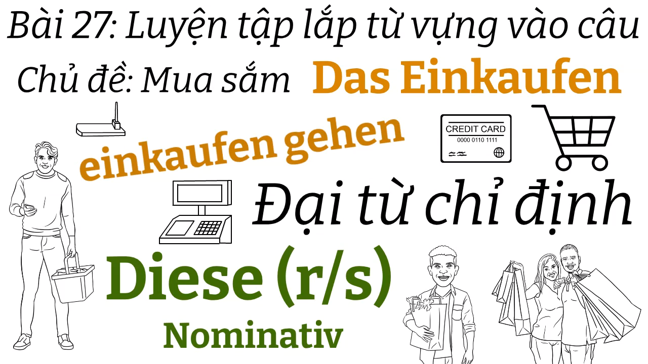 Ngữ pháp tiếng đức A1.1| Bài 27 | Chủ đề mua sắm | Tập lắp từ vào cấu trúc câu đã học | Mít học tiếng đức