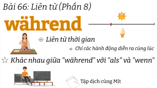 Ngữ Pháp Tiếng Đức A2.1 |  Bài 66 |  Liên từ (Phần 8): "während" |  Khác nhau giữa "während", "als", và "wenn"